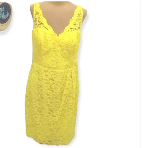 David's Bridal | Dresses | David Bridal Neon Yellow Lace Sheath Dress With  V Neckline | Poshmark